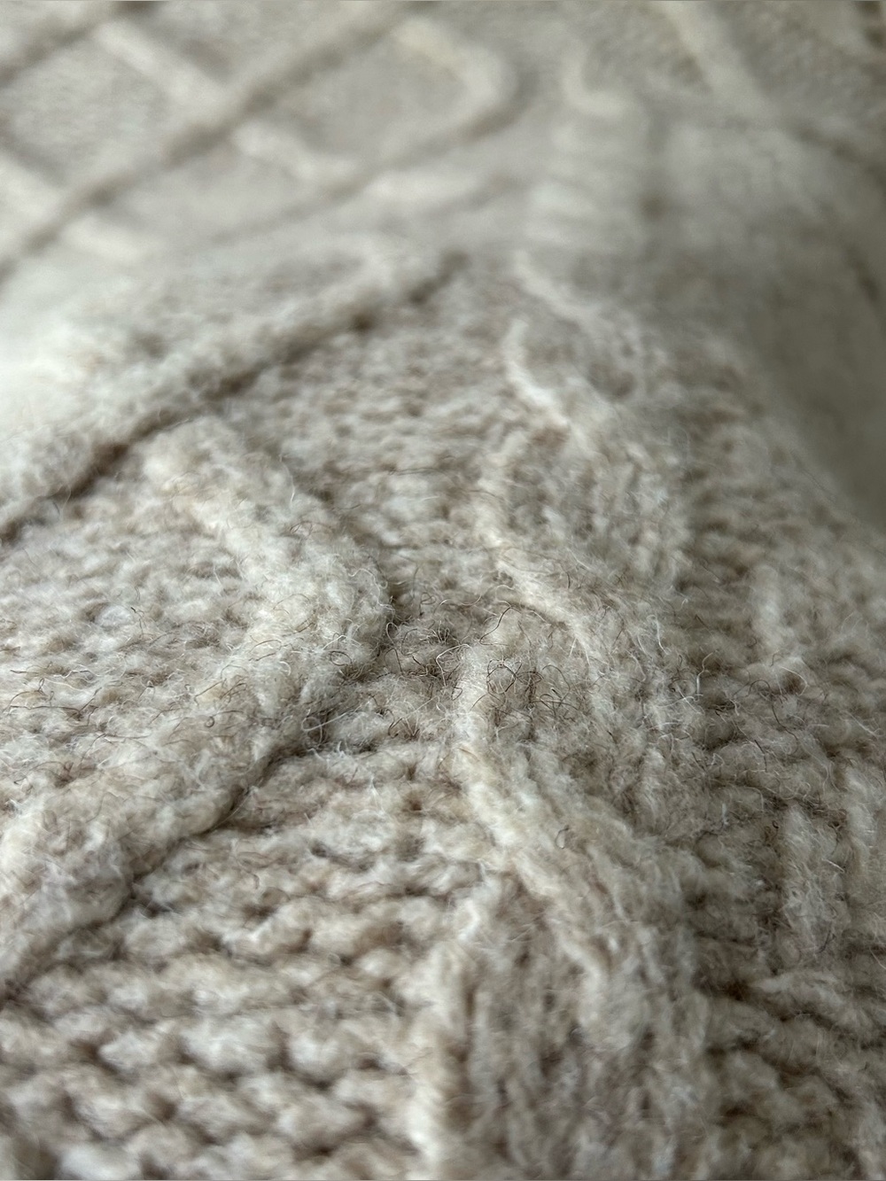 Lucky Brand Cableknit Chunky Cardigan Sweater Heathered Oatmeal Cream M - Picture 9 of 10